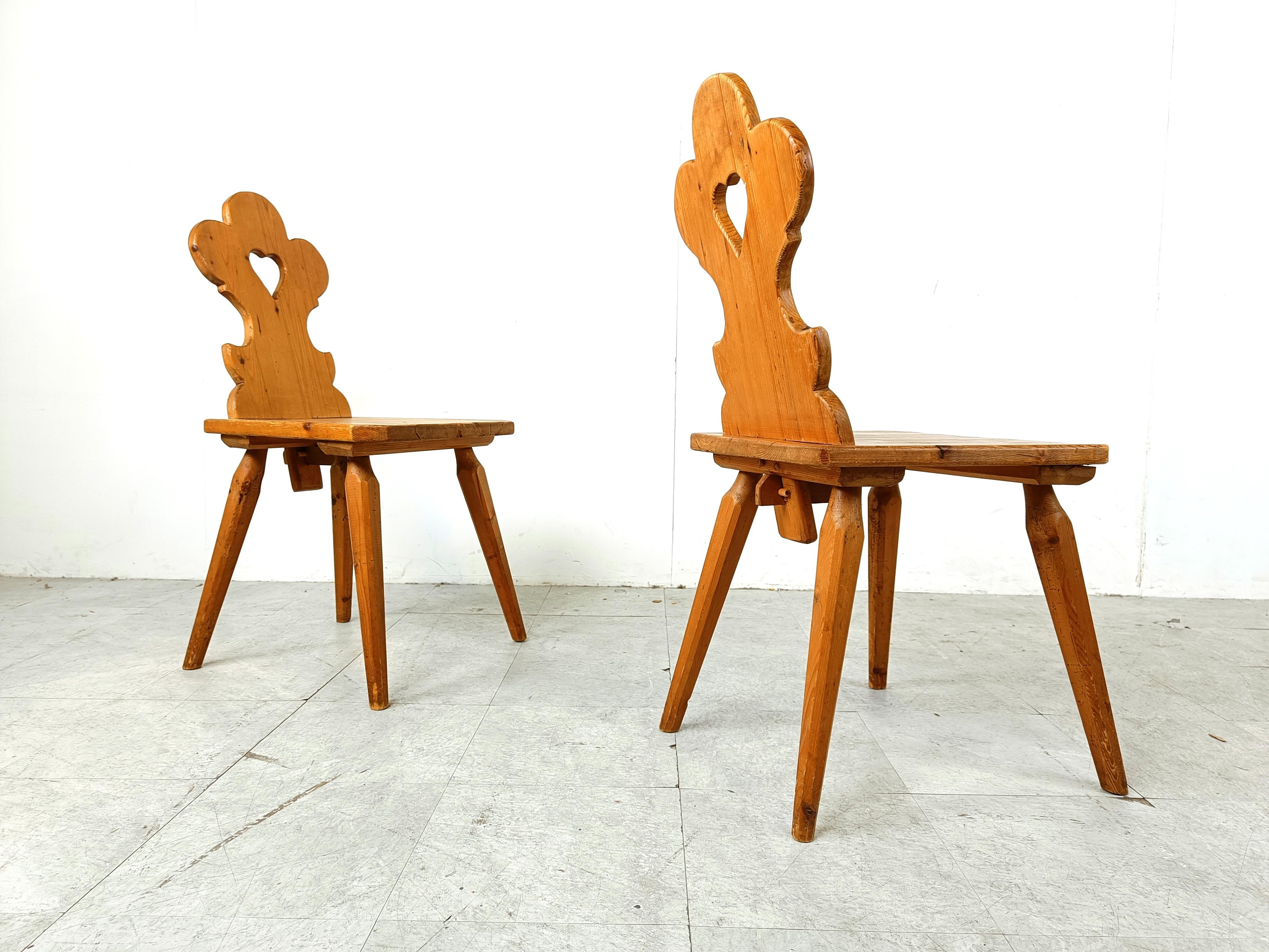 Vintage swedish folk art chairs, 1960s For Sale 3