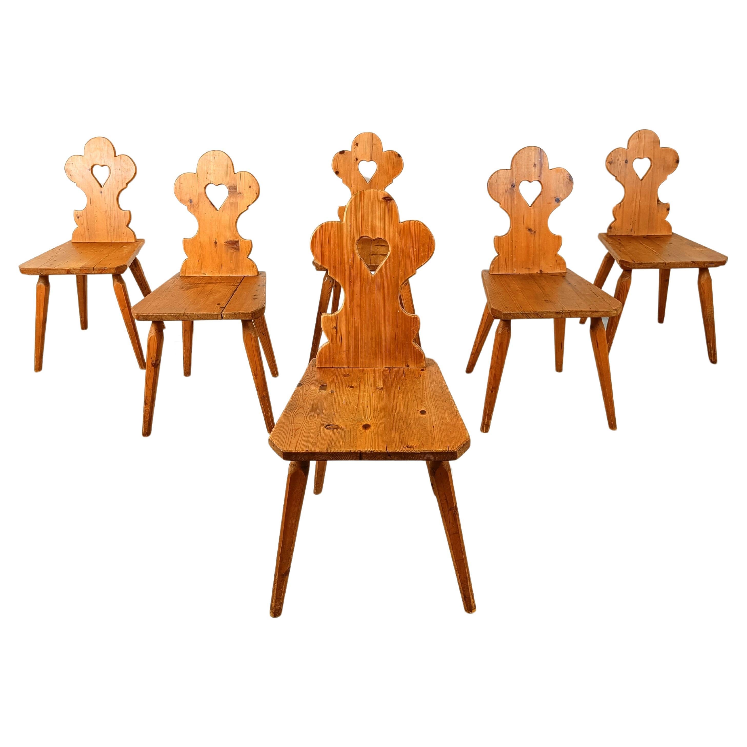 Vintage swedish folk art chairs, 1960s For Sale