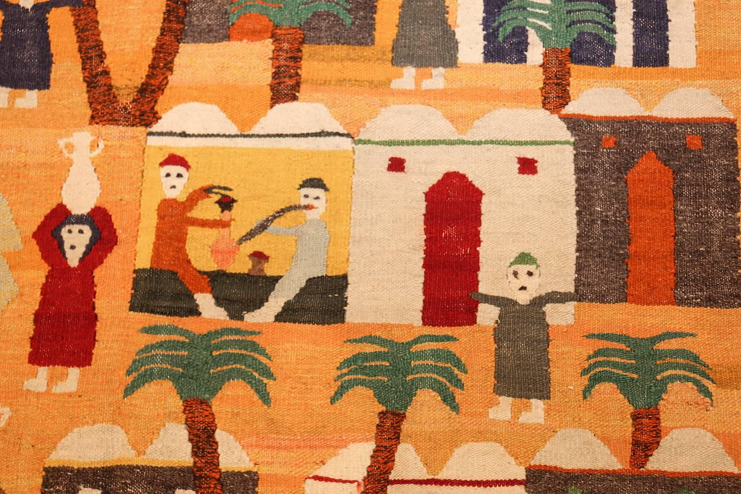 Whimsical Vintage Swedish Kilim Tapestry, Origin: Scandinavia, Circa: Mid-Twentieth Century – Size: 4 ft 2 in x 6 ft 7 in (1.27 m x 2.01 m).