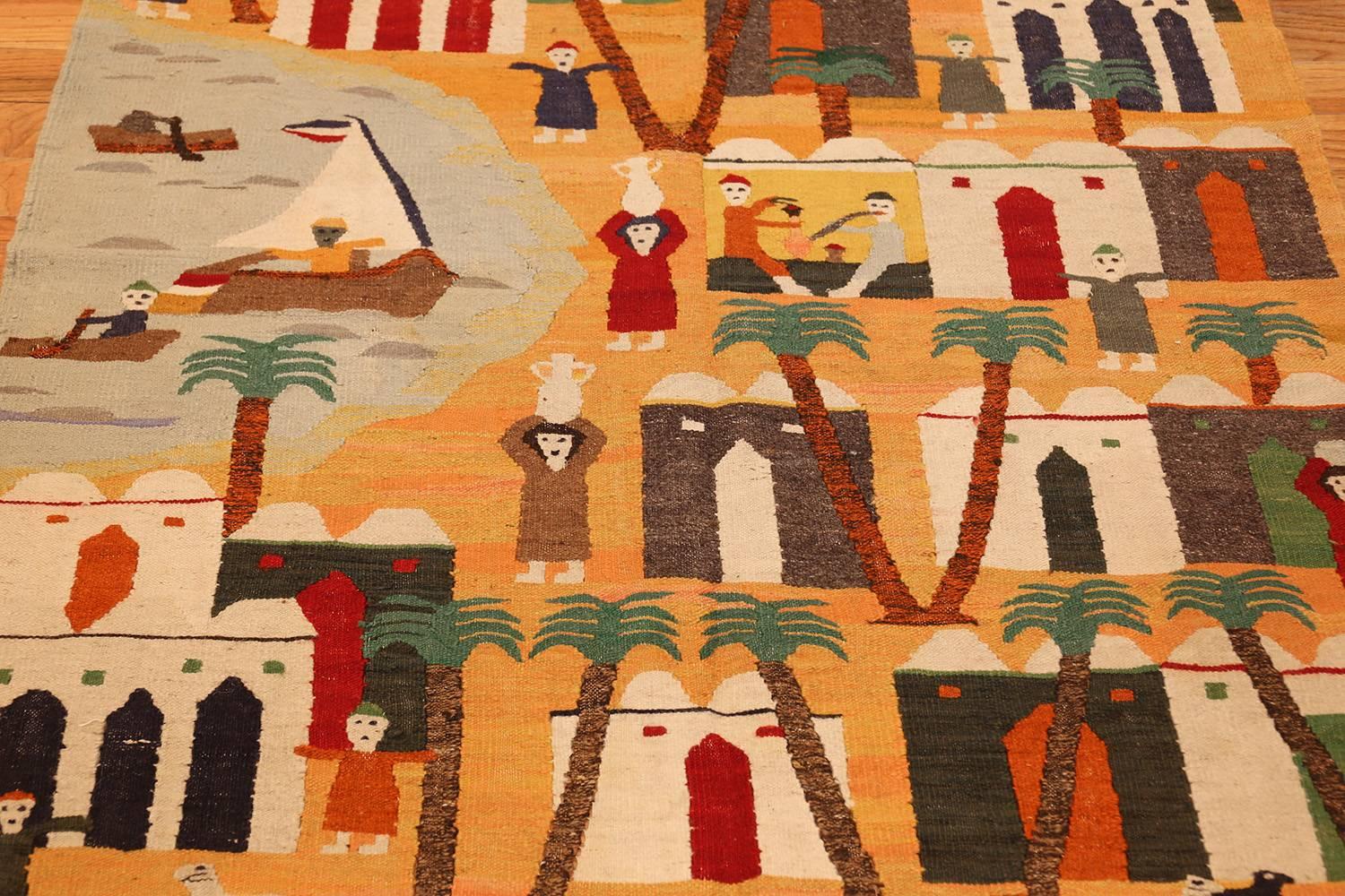 Hand-Woven Vintage Swedish Folk Art Tapestry. 4 ft 2 in x 6 ft 7 in For Sale