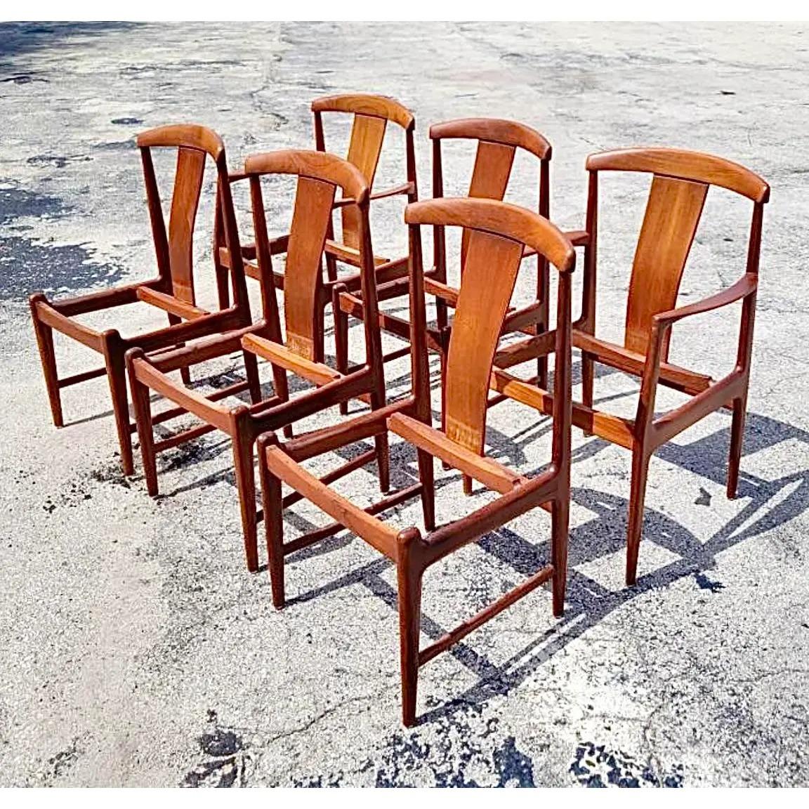 Vintage Swedish Folke Ohlsson for Dux Sweden Dining Chairs, Set of 6 In Good Condition In west palm beach, FL