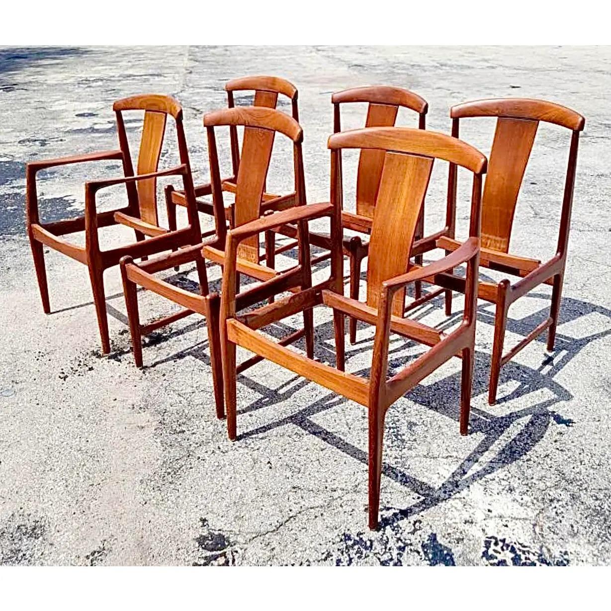 Teak Vintage Swedish Folke Ohlsson for Dux Sweden Dining Chairs, Set of 6