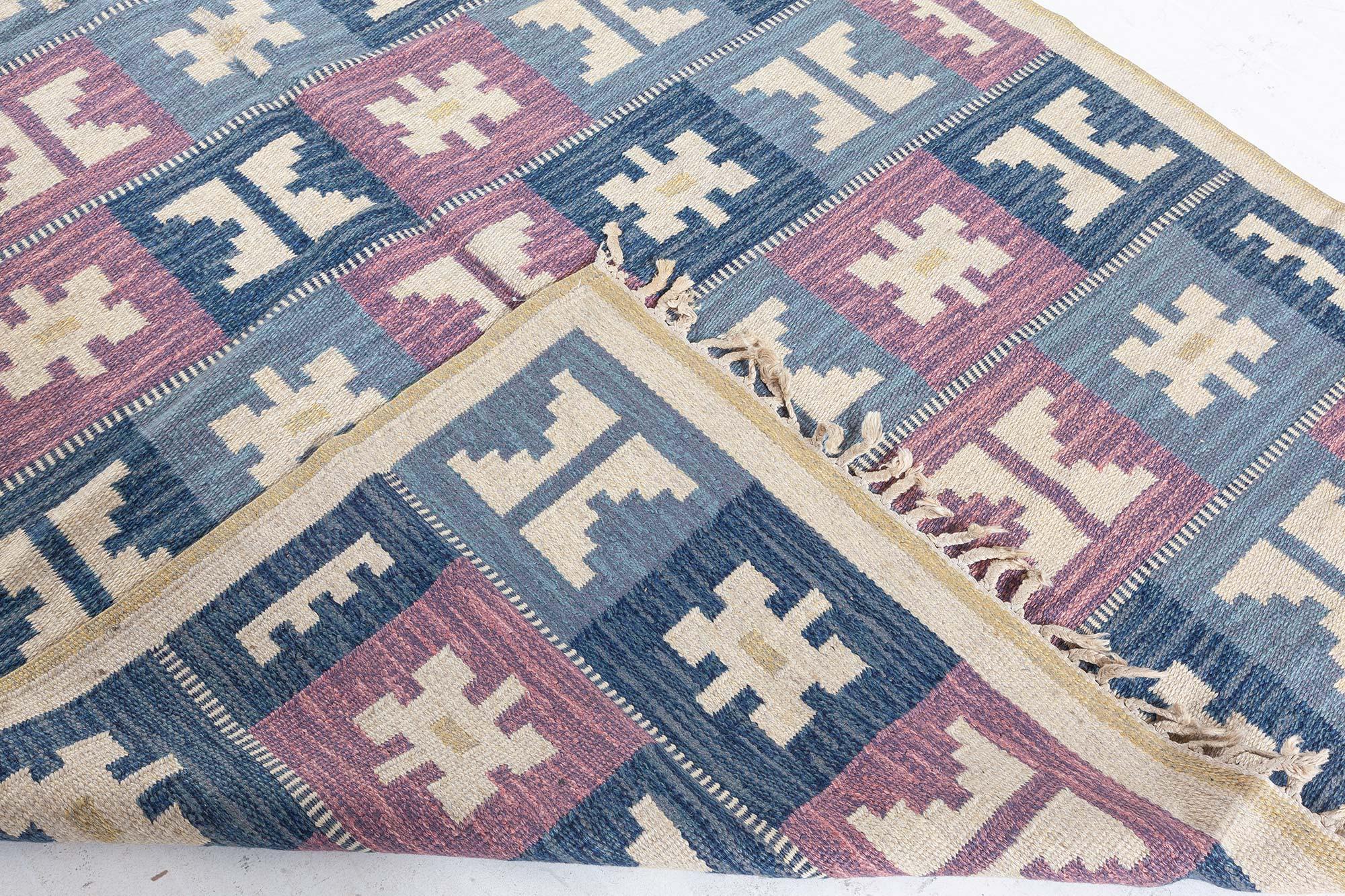 Vintage Swedish Geometric Flat-Weave by Anna-Greta Sjöqvist For Sale 2