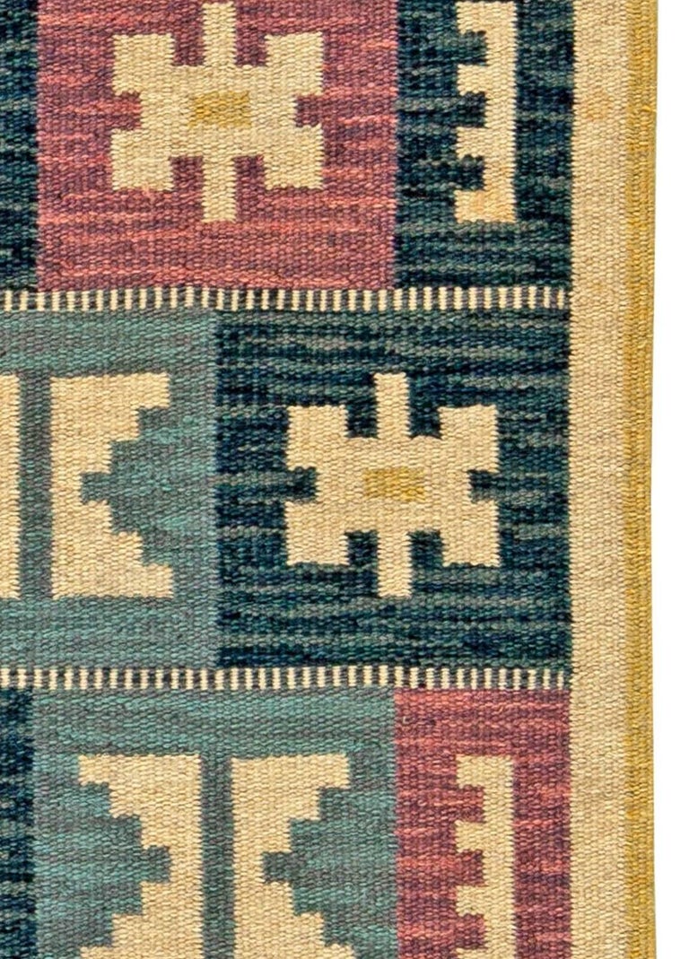 20th Century Vintage Swedish Geometric Flat-Weave by Anna-Greta Sjöqvist at Doris Leslie Blau For Sale