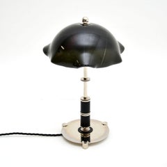 Vintage Swedish Glass and Chrome Table Lamp