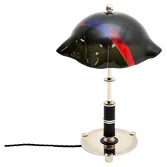 Vintage Swedish Glass and Chrome Table Lamp
