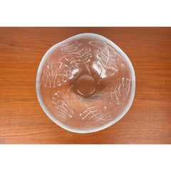 Vintage Swedish Glass Bowl with Floral Decor by Ann Wärff for Kosta Boda, 1970s