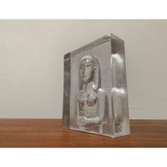 Vintage Swedish Glass Icon Series Maiden Sculpture by Bertil Vallien, 1970s