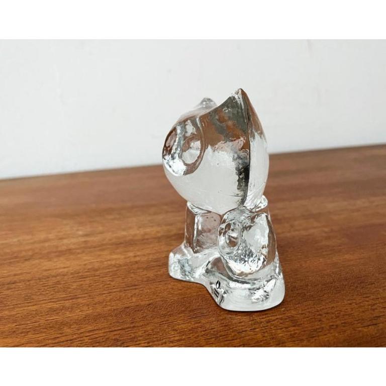 Scultura di gufo in vetro svedese vintage di Pukeberg Glass, anni '70 in vendita 6