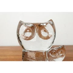 Vintage Swedish Glass Owl Sculpture from Pukeberg Glass, 1970s
