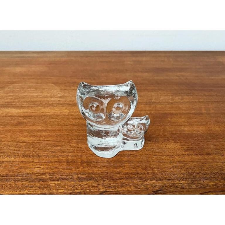 Svedese Scultura di gufo in vetro svedese vintage di Pukeberg Glass, anni '70 in vendita