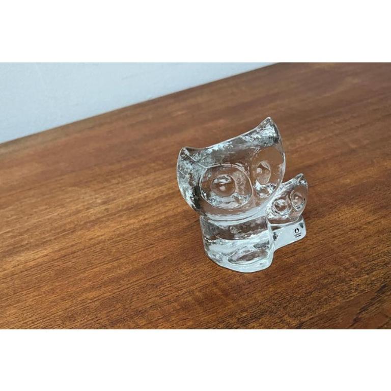 Scultura di gufo in vetro svedese vintage di Pukeberg Glass, anni '70 In condizioni ottime in vendita a Hamburg, DE