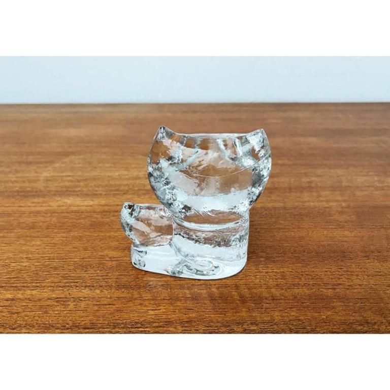 XX secolo Scultura di gufo in vetro svedese vintage di Pukeberg Glass, anni '70 in vendita