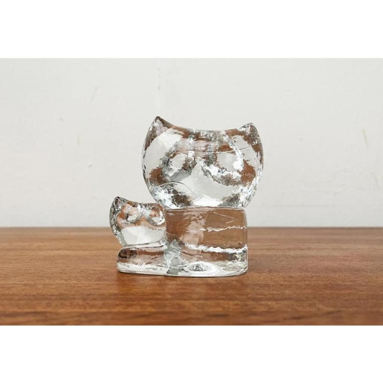 Vetro Scultura di gufo in vetro svedese vintage di Pukeberg Glass, anni '70 in vendita