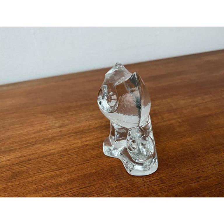 Scultura di gufo in vetro svedese vintage di Pukeberg Glass, anni '70 in vendita 1
