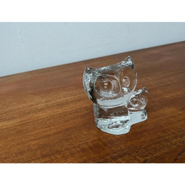 Scultura di gufo in vetro svedese vintage di Pukeberg Glass, anni '70 in vendita 3
