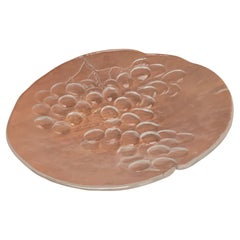 Vintage Swedish Glass Plate with Grape Decoration by Ann Wärff for Kosta Boda