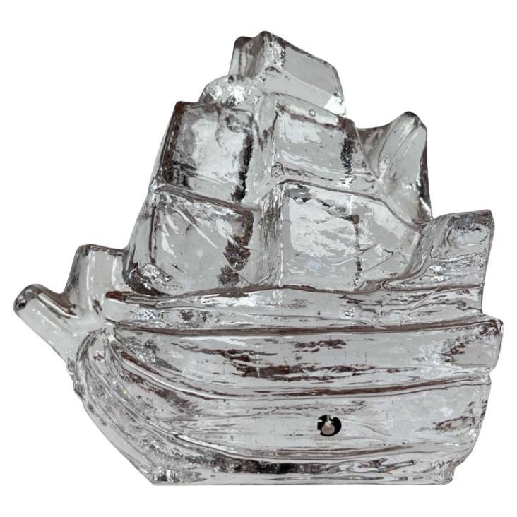 Vintage Schwedisches Glasschiff von Uno Westerberg für Pukeberg Glass, 1970er Jahre im Angebot
