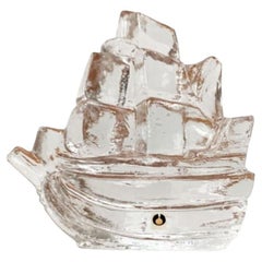 Vintage Swedish Glass Ship from Pukeberg Glass, 1970s