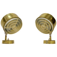 Vintage Swedish Gold Colored Lamps, Set of 2