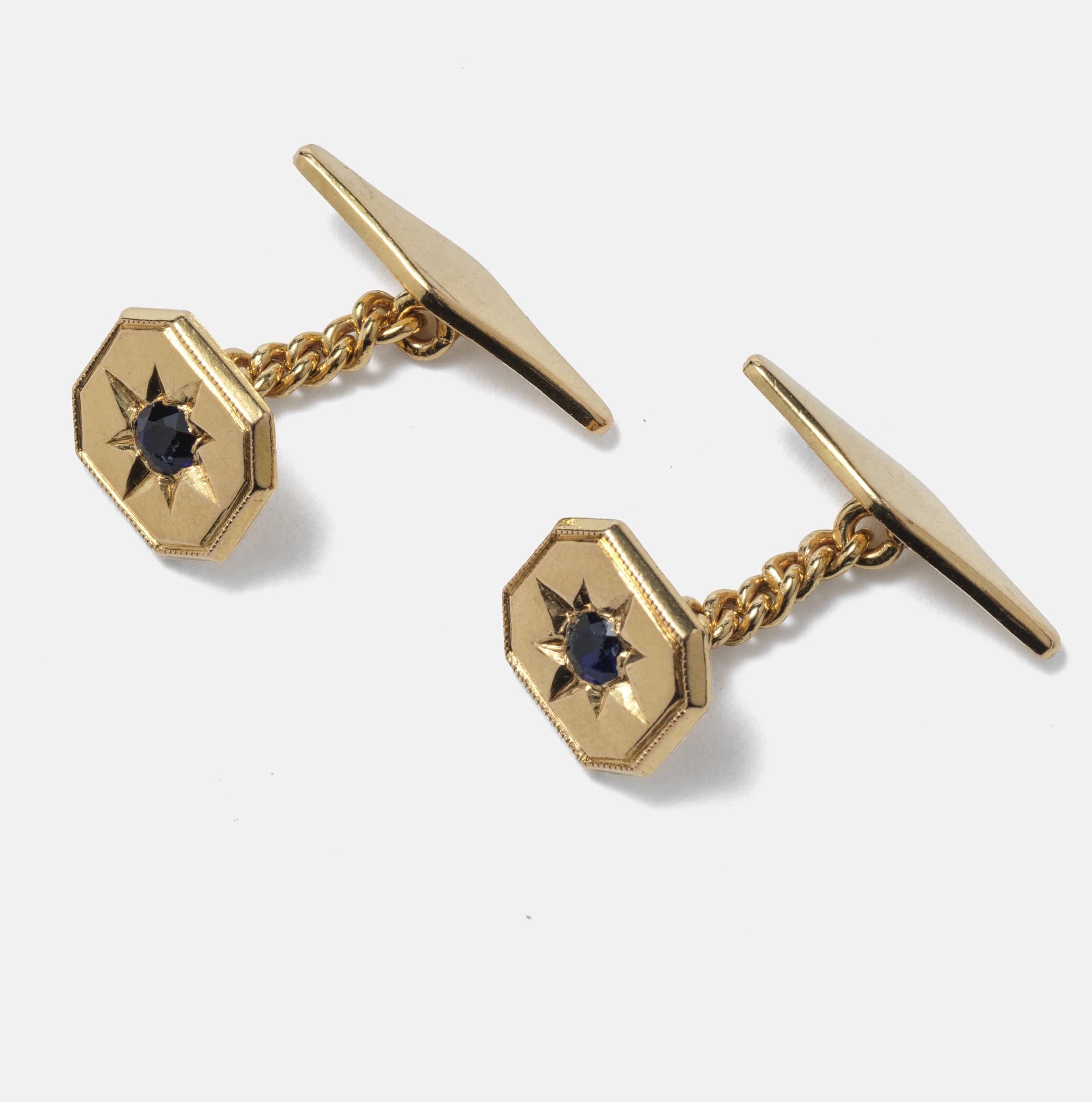 Women's or Men's Vintage Swedish gold cufflinks, Made ca 1970. For Sale
