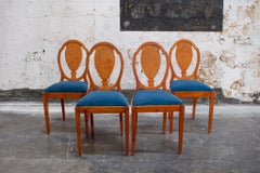 Vintage Swedish Golden Burl Birch Dining Chairs, Set of Four