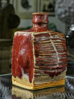 Vintage Swedish Gösta Grähs and Kerstin Hörnlund Oxblood Glaze Flask Vase