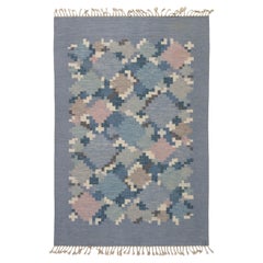 Vintage Swedish Gray Flatweave Carpet Barken - Rölakan By Ingegerd Silow