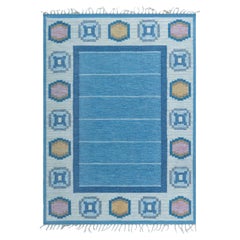 Tapis suédois vintage gris à tissage plat « Torvalla » - Par Ingegerd Silow