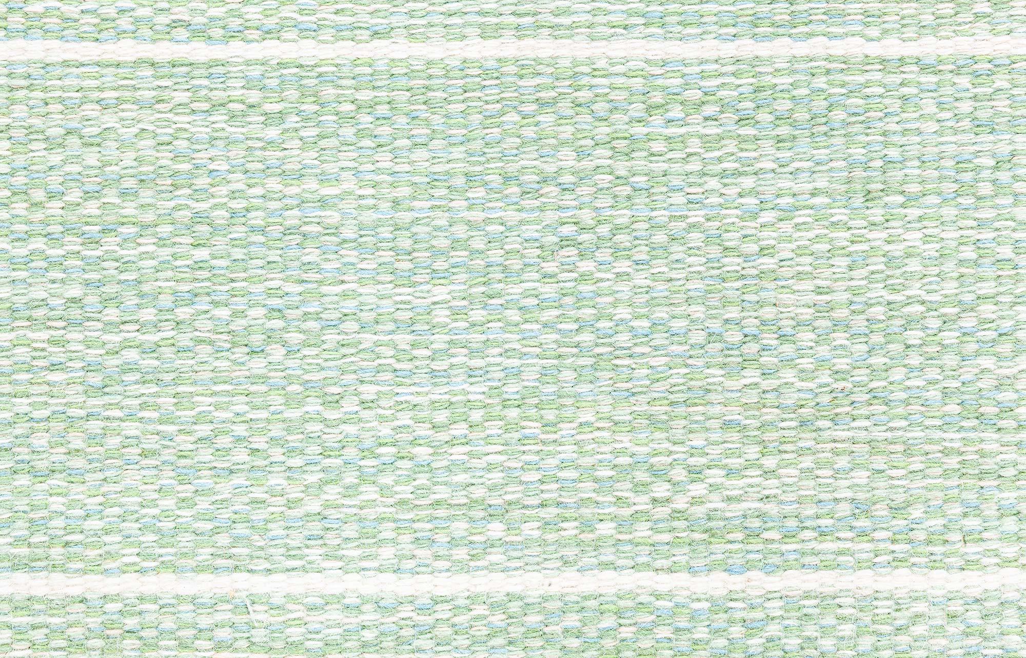 Schwedischer flacher gewebter Vintage-Teppich Doris Leslie Blau in Grün (Handgewebt) im Angebot