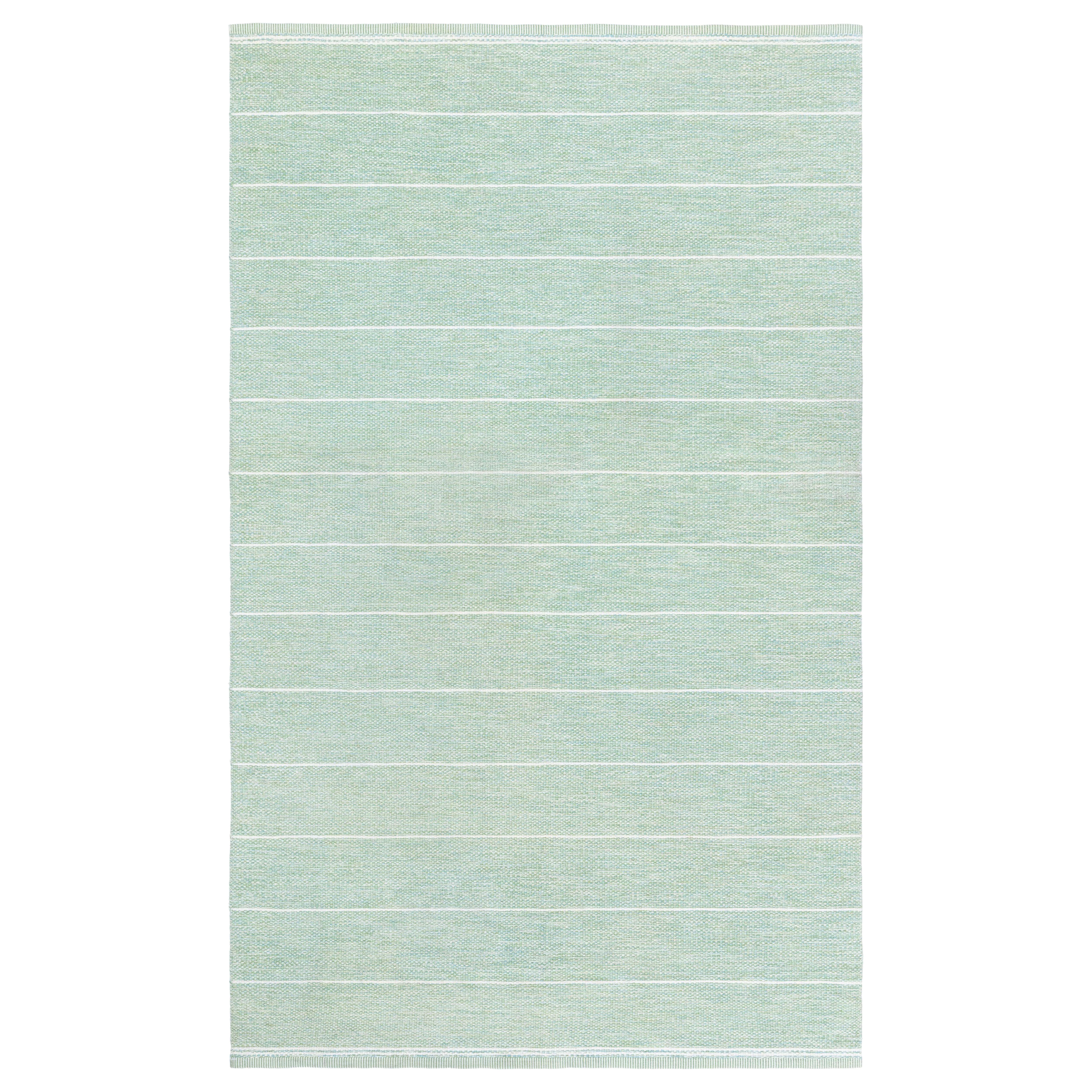 Schwedischer flacher gewebter Vintage-Teppich Doris Leslie Blau in Grün