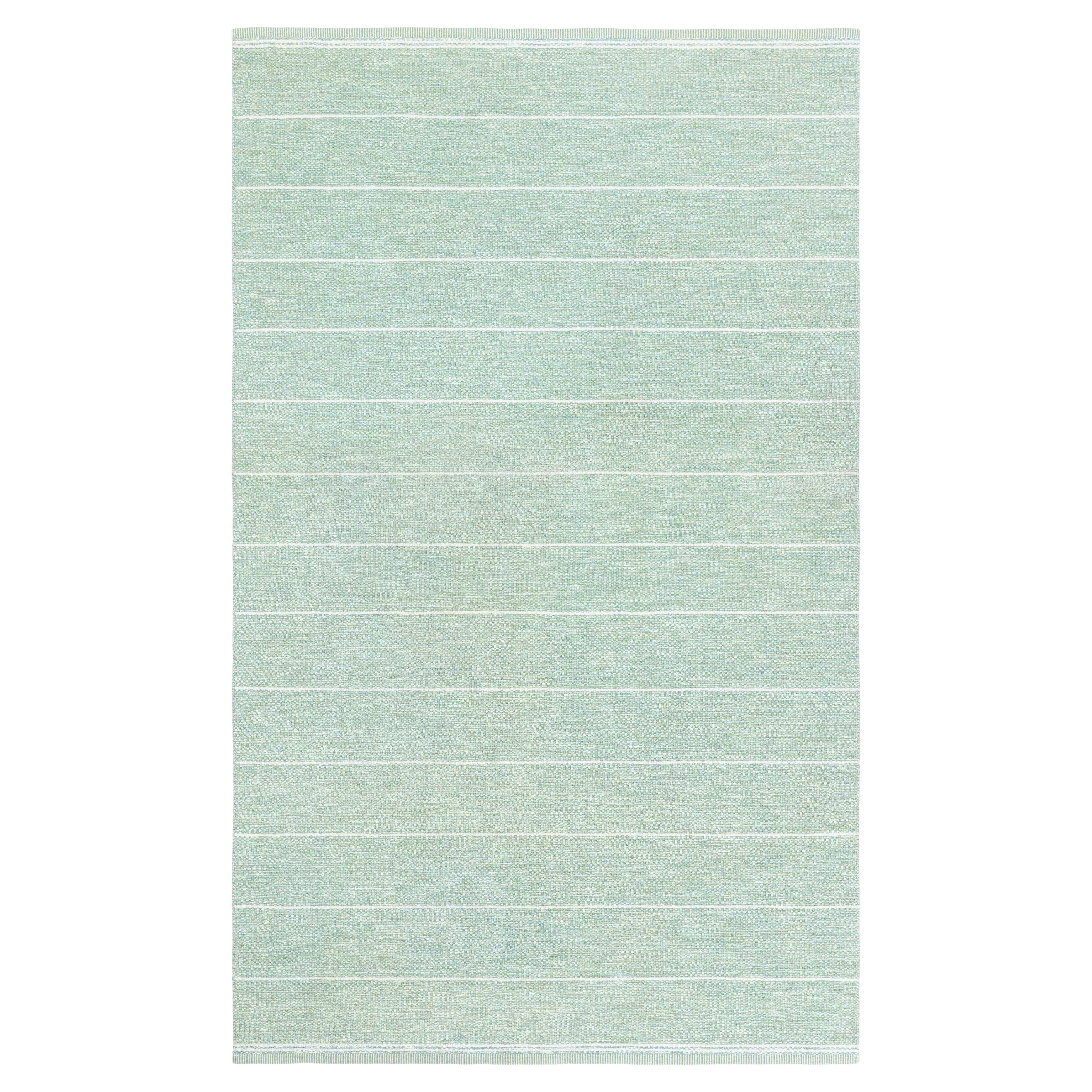 Schwedischer flacher gewebter Vintage-Teppich Doris Leslie Blau in Grün