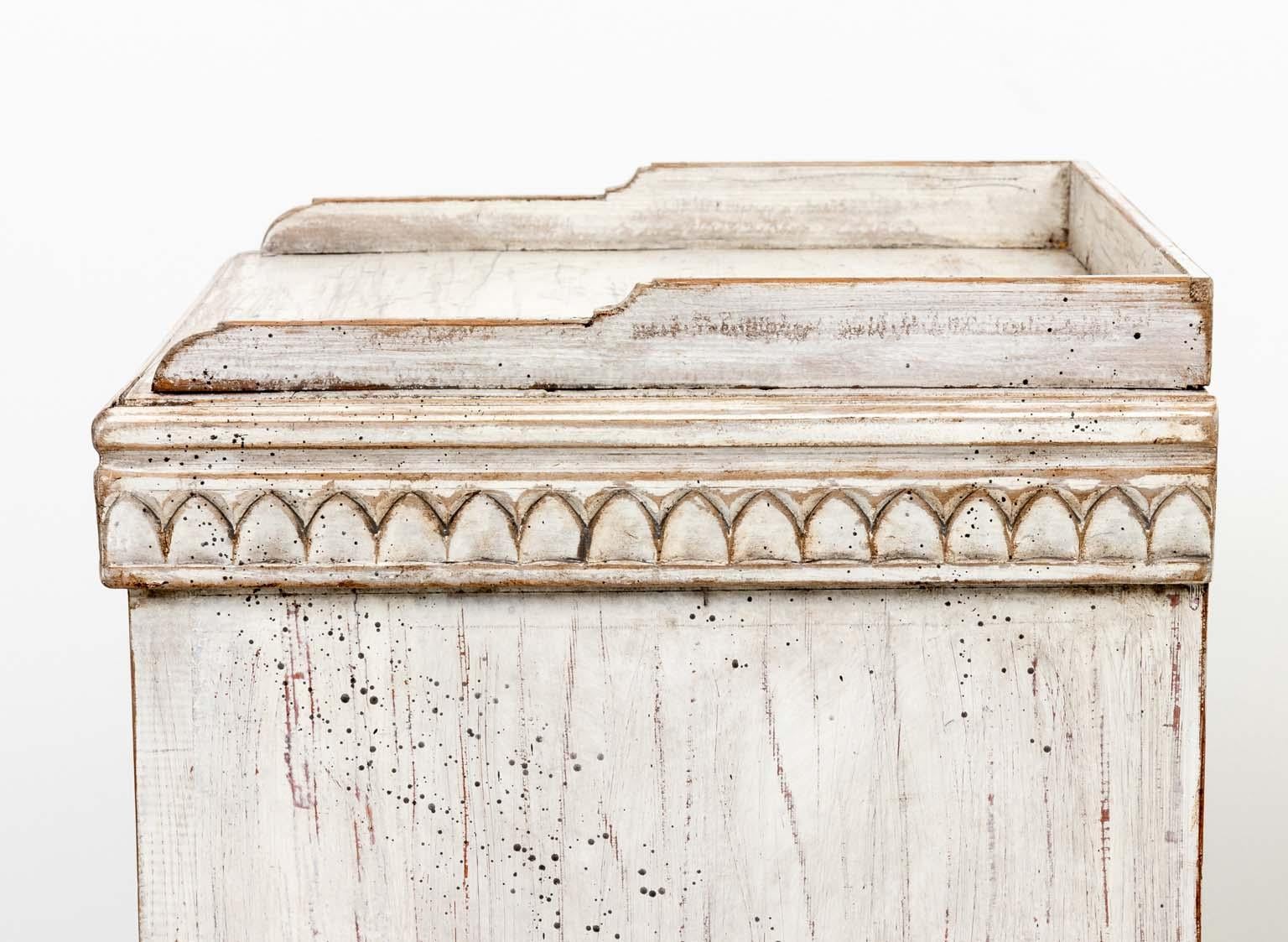 19th Century Vintage Swedish Gustavian Style White Washed Cabinet Bed Side Tables For Sale