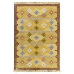 Vintage Swedish Hand-Woven Kilim Rug, Geometric Design, 1950s DEKOLET Collection