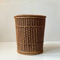 Vintage Swedish Hand-woven Waste Bin in Paper Yarn & Willow, 1960s