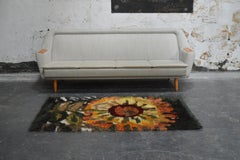 Vintage Swedish Handmade Sunflower Rya Shag Rug