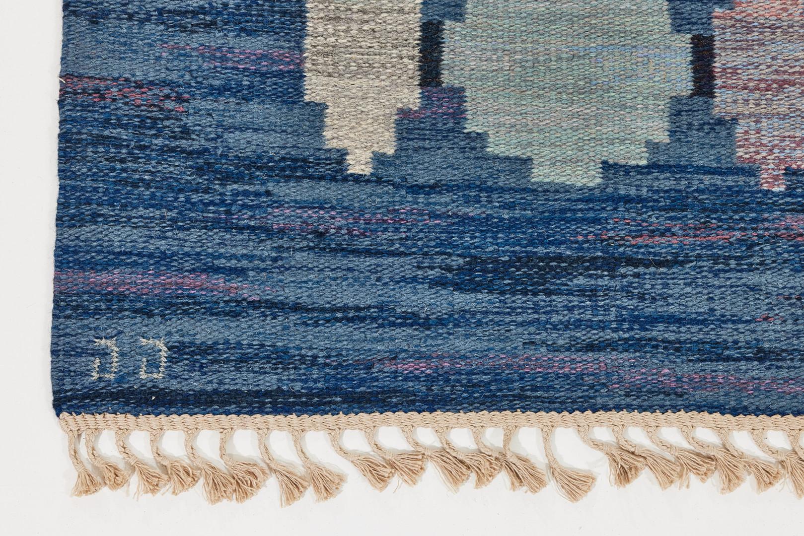 Swedish Vintage Handwoven Flat-Weave Wool Rug 