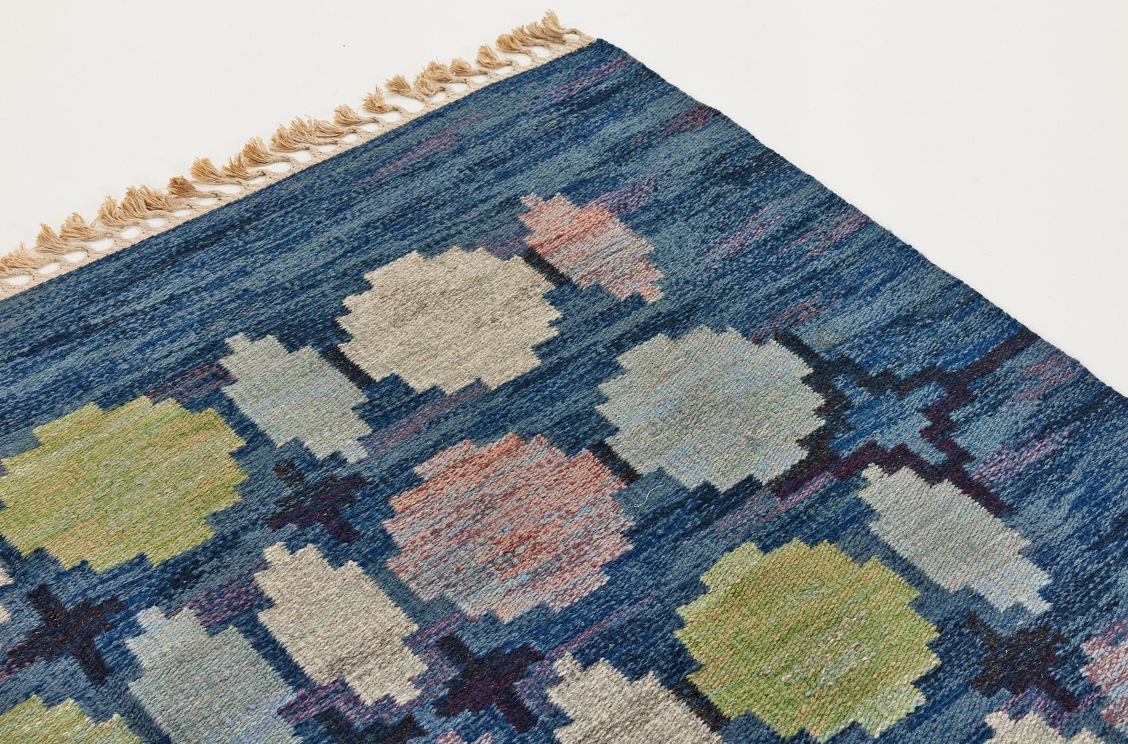 Hand-Woven Swedish Vintage Flatweave Wool Rug 
