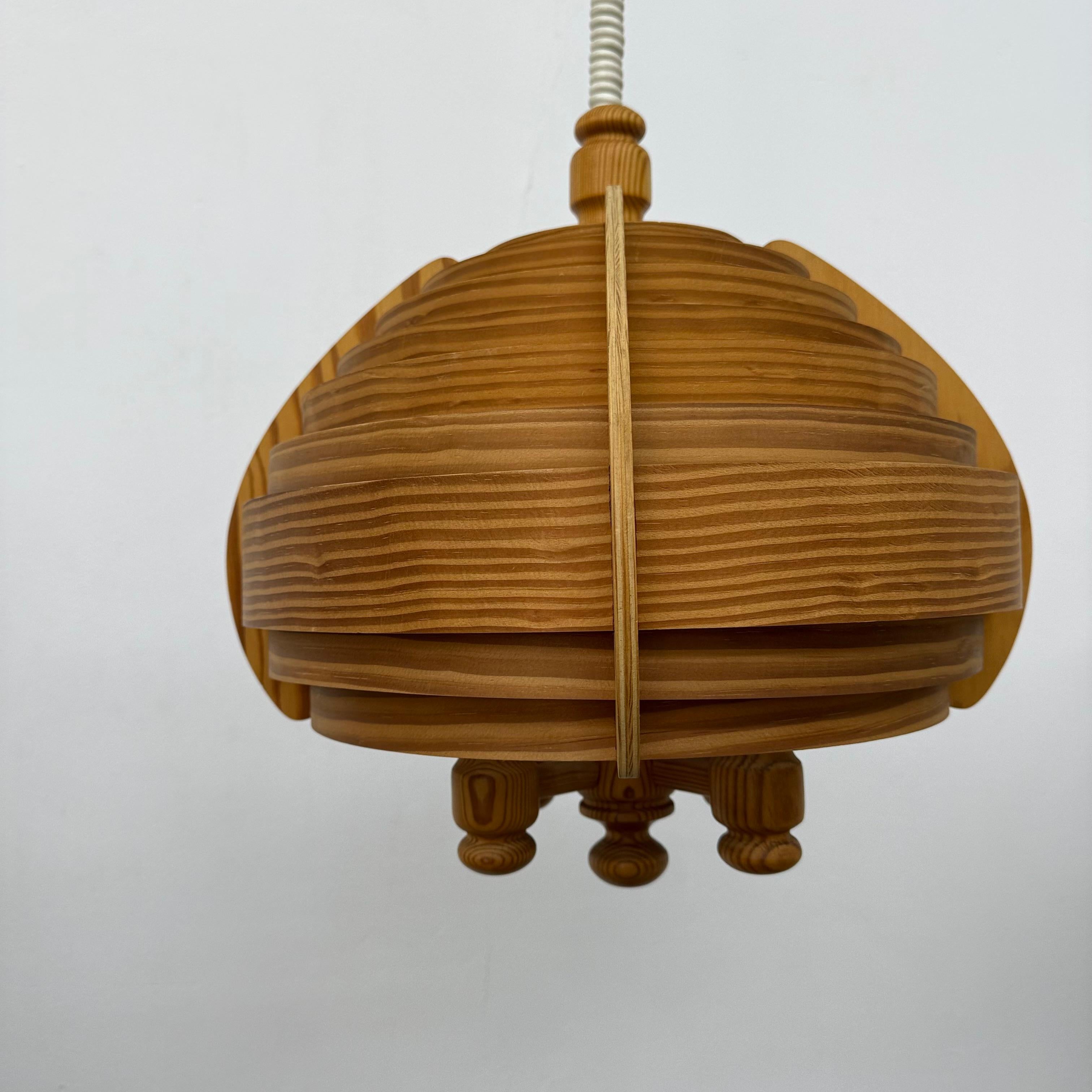Vintage swedish Hans Agne Jackobsson lamella hanging lamp , 1970s en venta 4