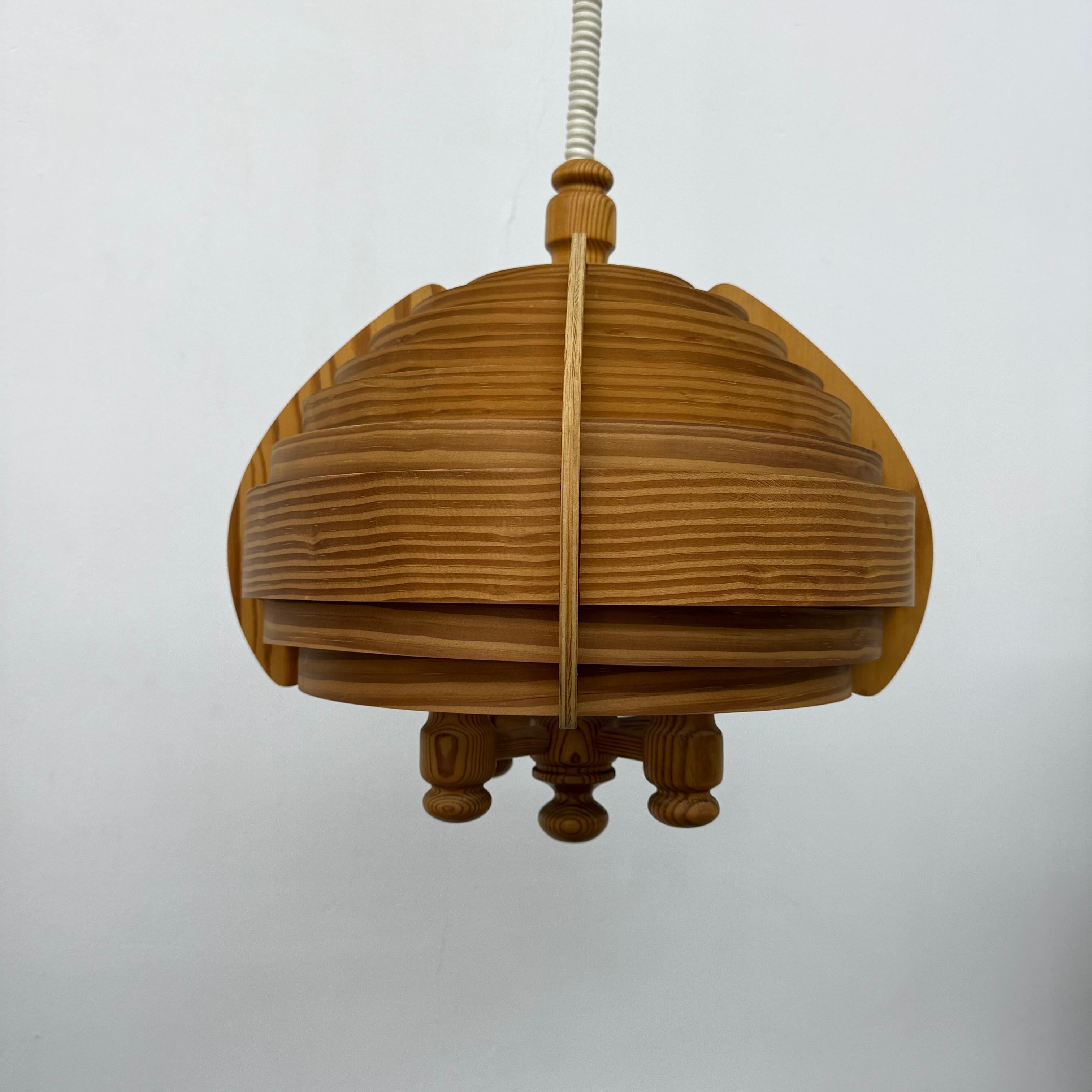Vintage swedish Hans Agne Jackobsson lamella hanging lamp , 1970s en venta 5