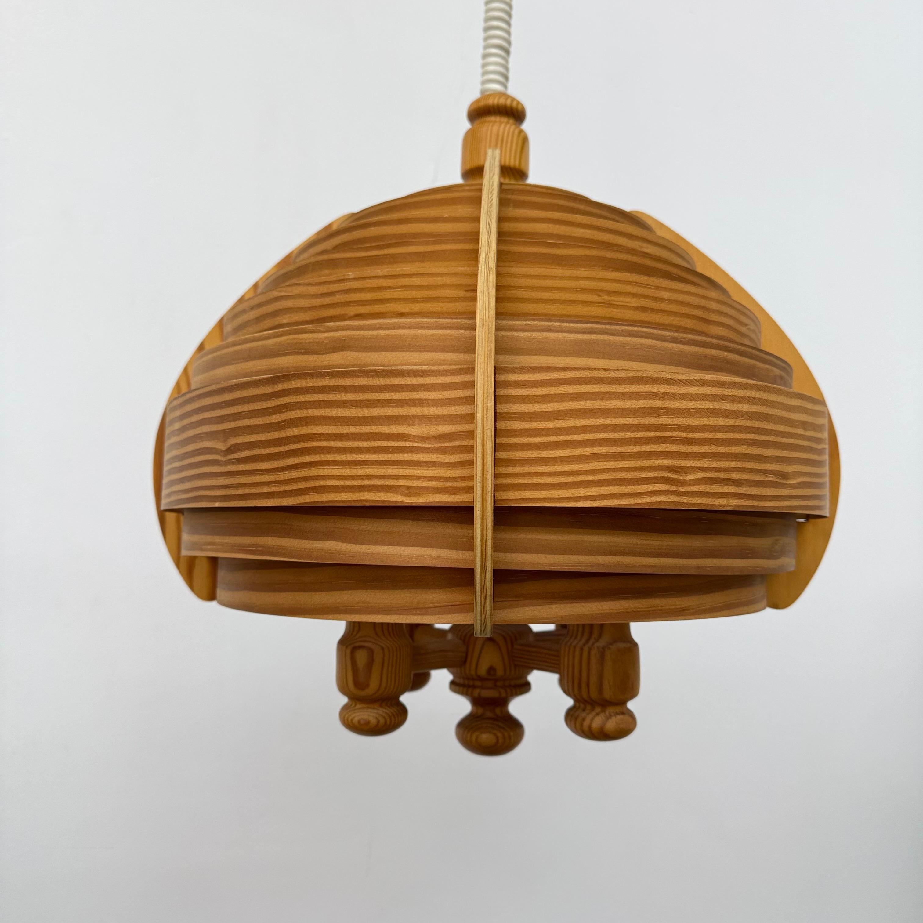 Vintage swedish Hans Agne Jackobsson lamella hanging lamp , 1970s en venta 6