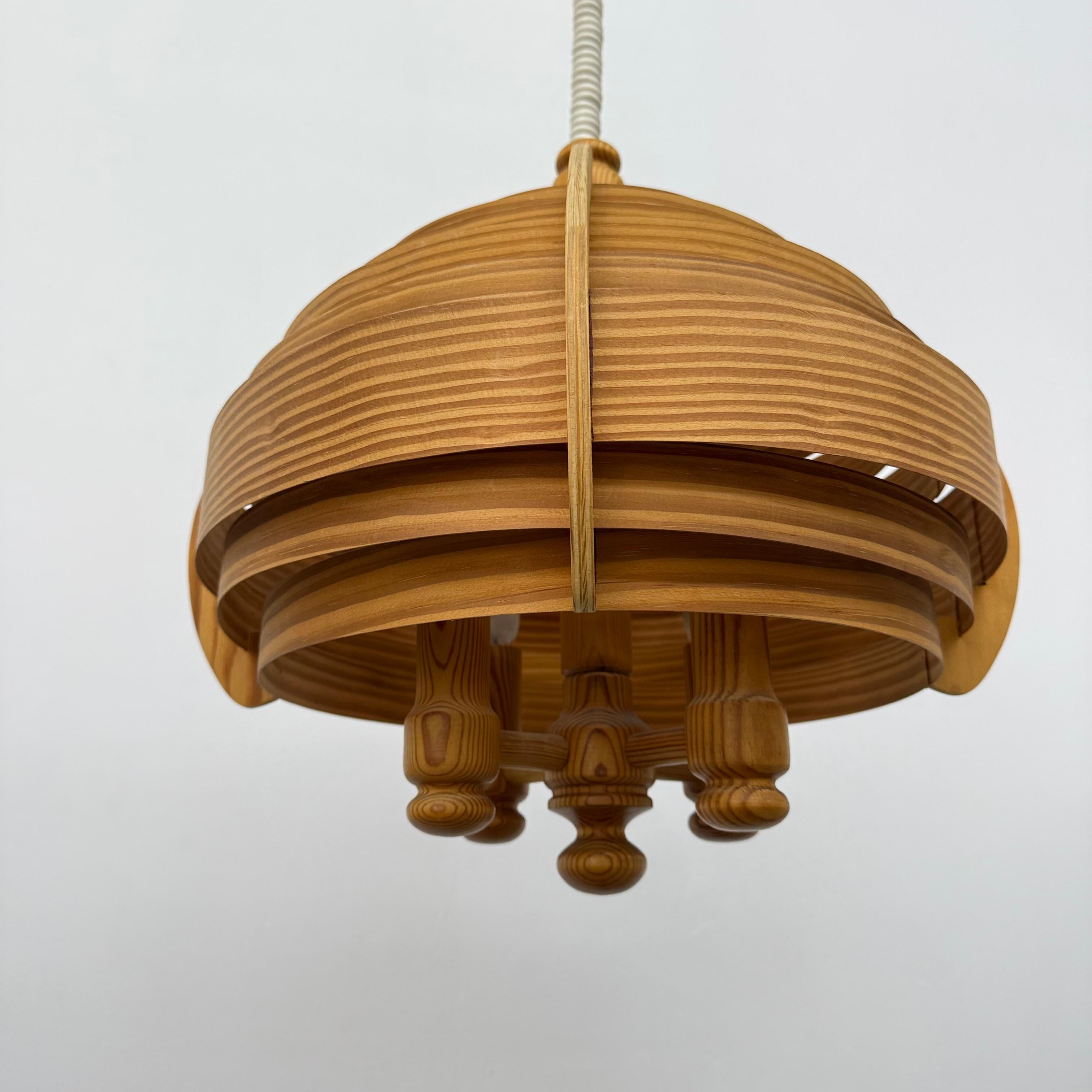Vintage swedish Hans Agne Jackobsson lamella hanging lamp , 1970s en venta 7