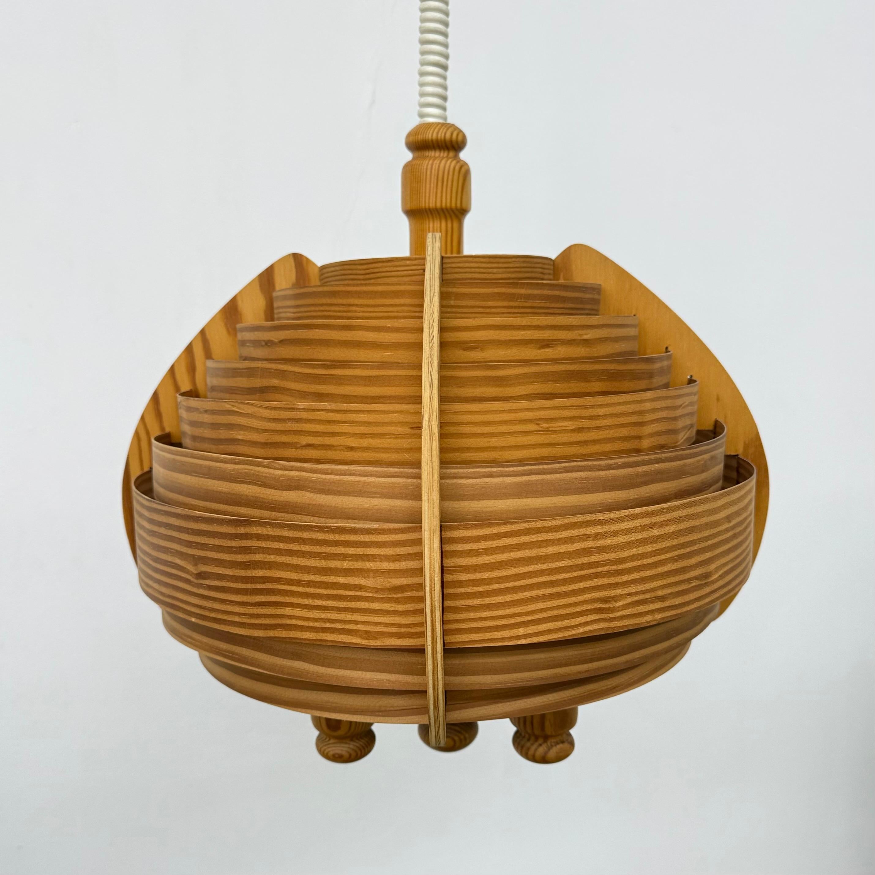 Vintage swedish Hans Agne Jackobsson lamella hanging lamp , 1970s en venta 8