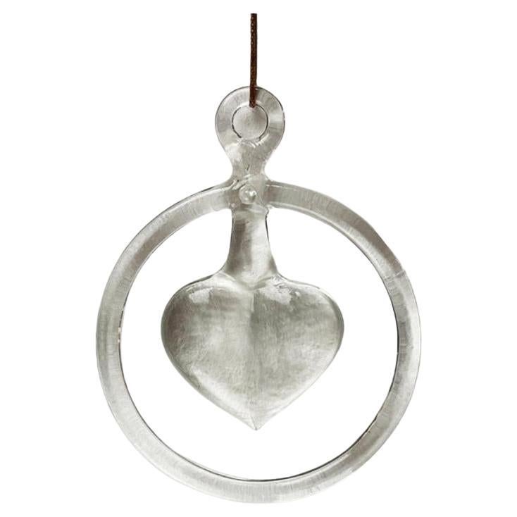 Decoración vintage sueca de ventana con forma de corazón en cristal, por Bertil Vallien, años 70