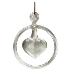 Vintage Swedish Heart Window Decoration in Glass by Bertil Vallien, 1970s