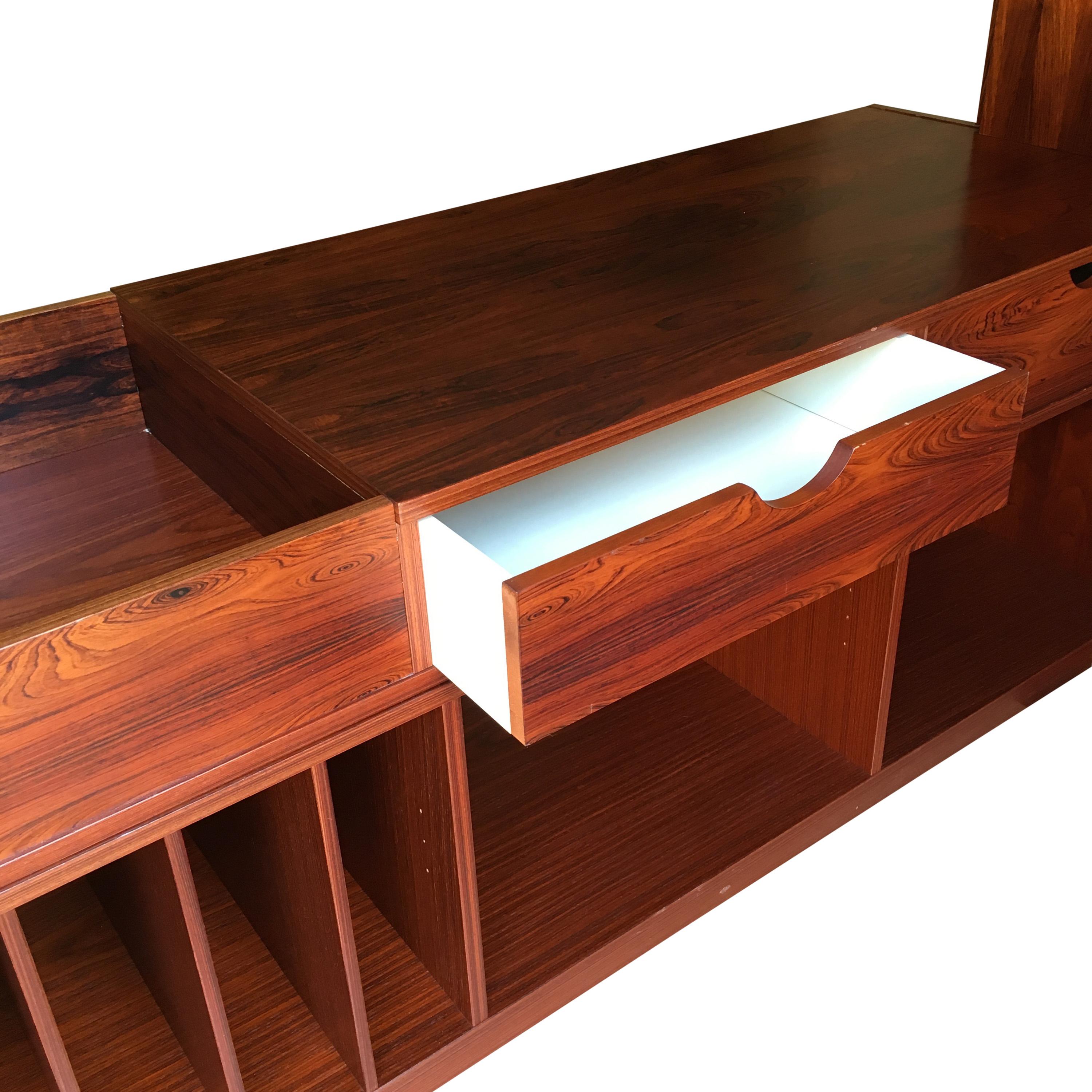 Vintage Swedish Jacaranda Veneered Wood Media Console, 1970s For Sale 1