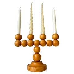 Vintage Swedish Kaija Aarikka Style Pine Wood Candelabra