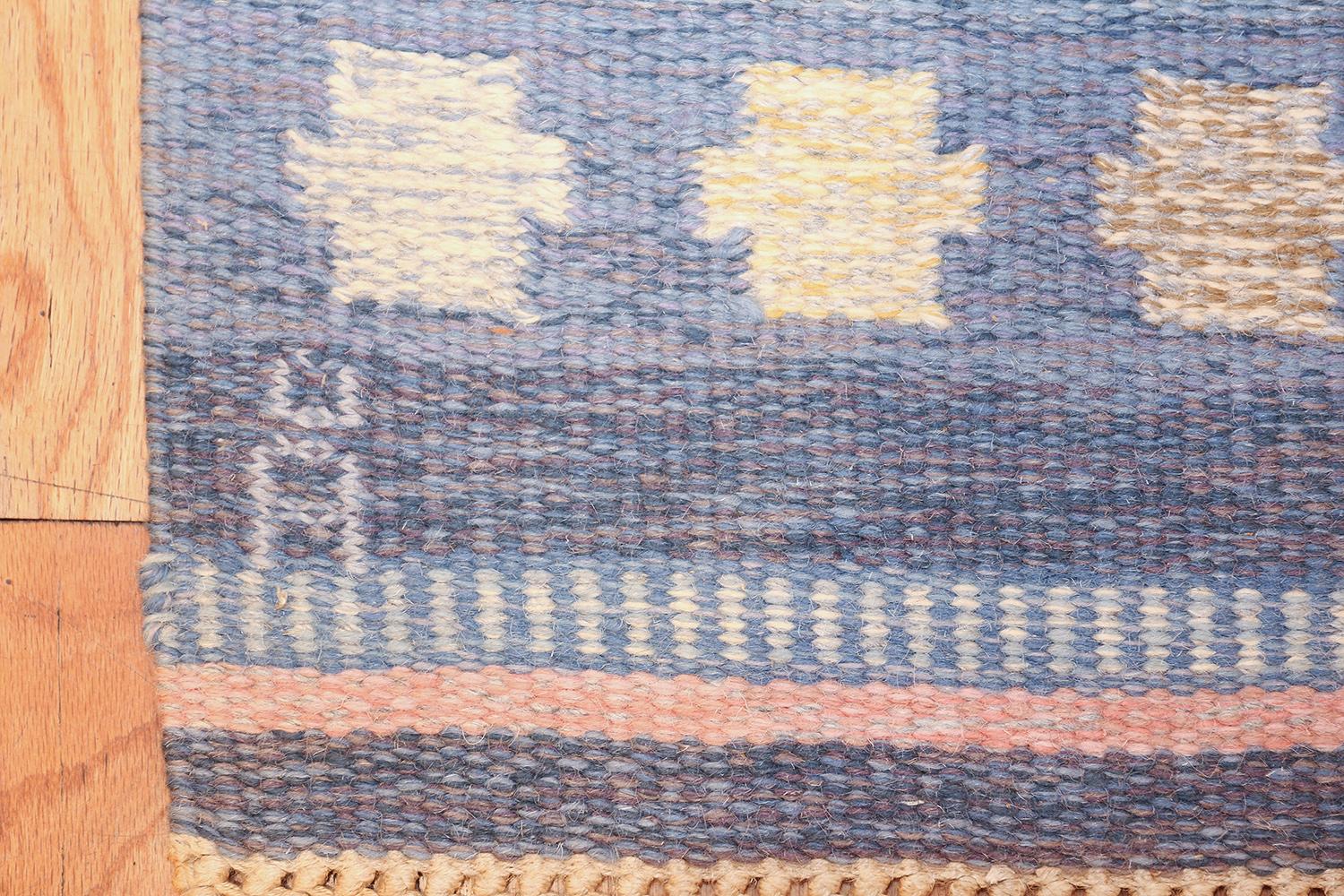 Mid-Century Modern Vintage Swedish Kilim by Anna-Joanna Angstrom. Size: 5 ft 6 in x 7 ft 9 in