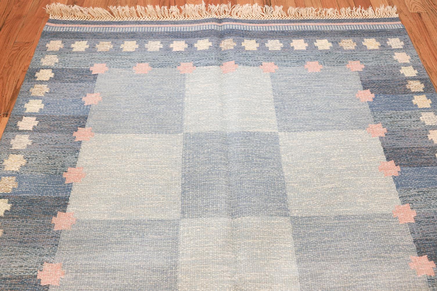 Hand-Woven Vintage Swedish Kilim by Anna-Joanna Angstrom. Size: 5 ft 6 in x 7 ft 9 in