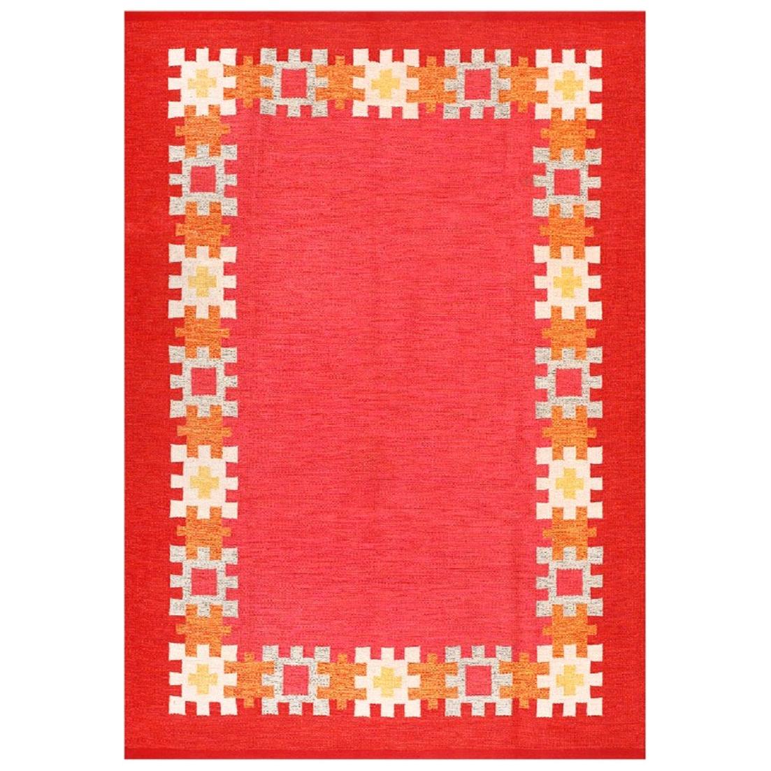 Nazmiyal Collection Vintage Swedish Kilim by Ingegerd Silow. 6 ft 4 in x 9 ft